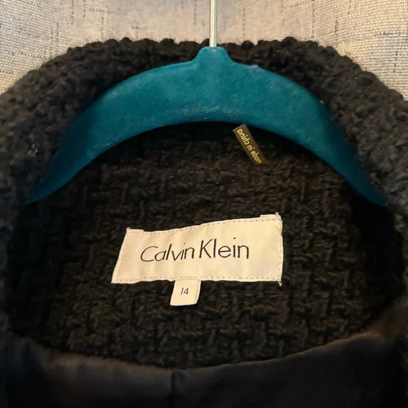 Calvin Klein Double Breasted Wool blend, Peacoat Style. Women’s Size 14. Black - Picture 5 of 8